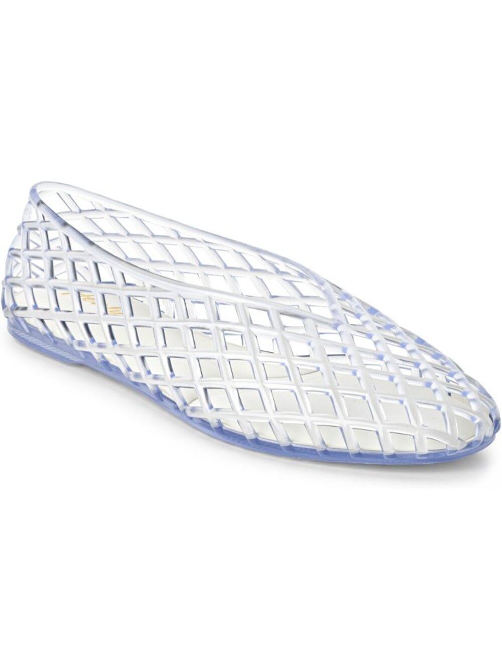 Women's White Pull-On Mesh Cage Hollow Out Woven Beach Jelly Ballet Flats Shoes